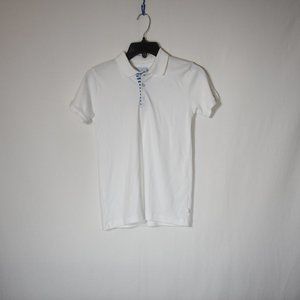 Bella Bliss Boy's Short Sleeve Pullover.  White w/blue-stripe accent. Size 10.